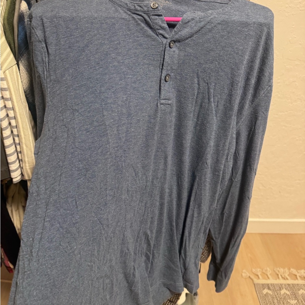 Banana Republic Long Sleeve Blue Henley Shirt
